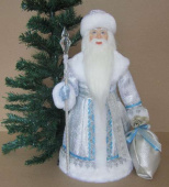 Дед Мороз серебряный, авторская кукла ручной работы