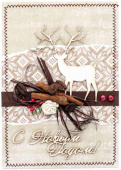 Новогодняя открытка ручной работы "Лесной олень"